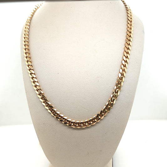 CUBAN MENS NECKLACE 25.5" LONG SOLID YELLOW GOLD