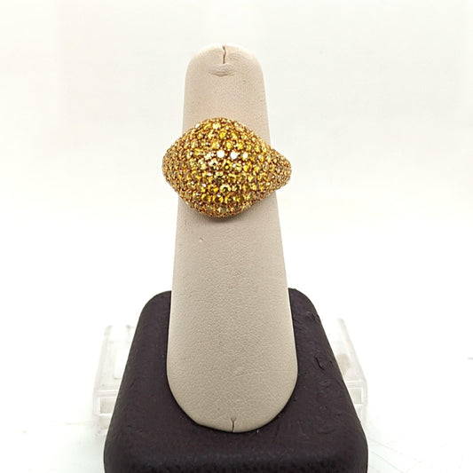 DIAMOND PAVE RING INTENSE FANCY YELLOW DIAMONDS 4.55CTW YELLOW GOLD