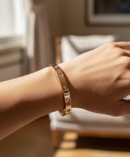 CARTIER 10 DIAMOND LOVE BANGLE BRACELET ROSE GOLD