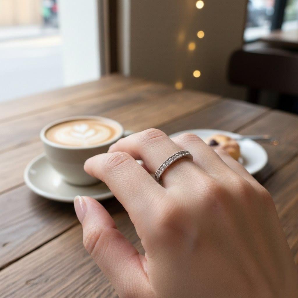 DIAMOND BAND RING PAVE SET 1.0CTW WHITE GOLD
