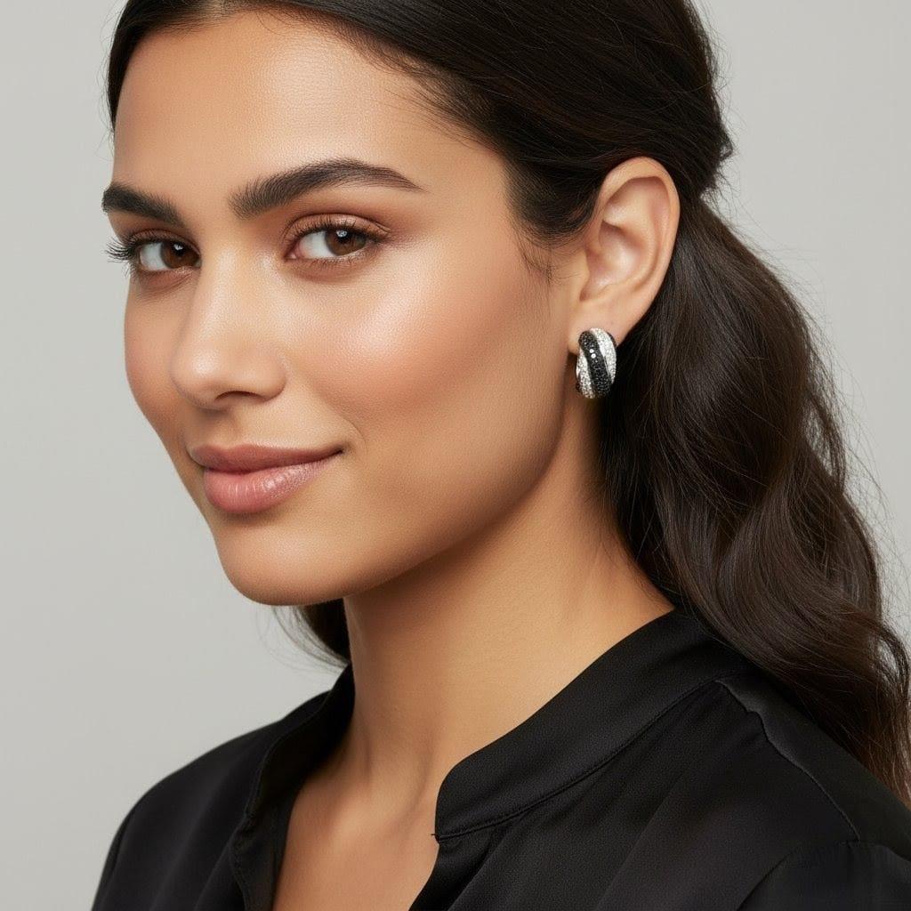 BLACK AND WHITE DIAMOND EARRINGS 2.2CTW WHITE GOLD