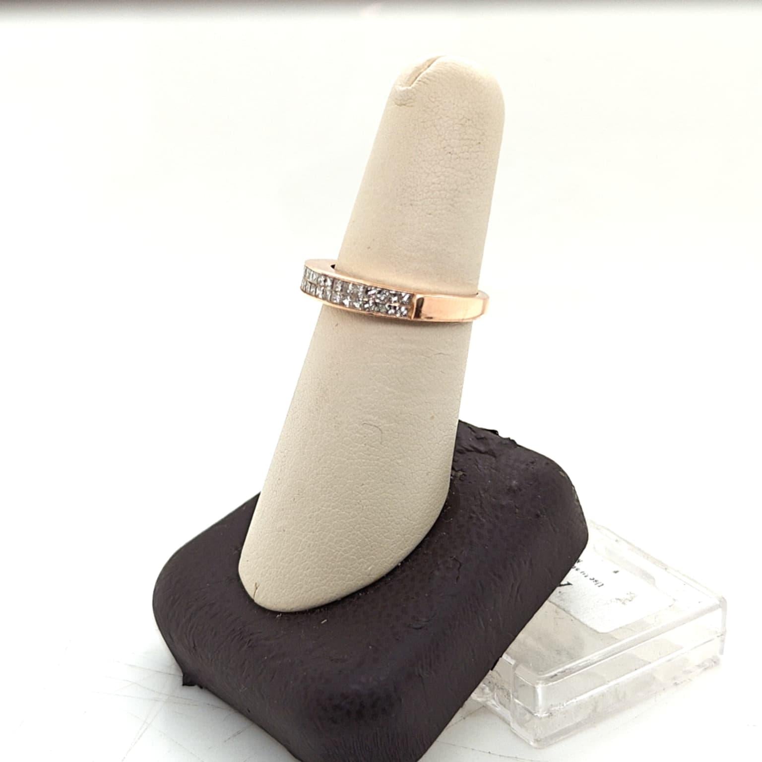 DIAMOND HALF ETERNITY BAND RING INVISIBLE SET TWO ROW 0.90CT ROSE GOLD