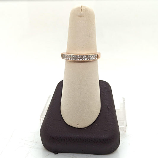 DIAMOND HALF ETERNITY BAND RING INVISIBLE SET TWO ROW 0.90CT ROSE GOLD