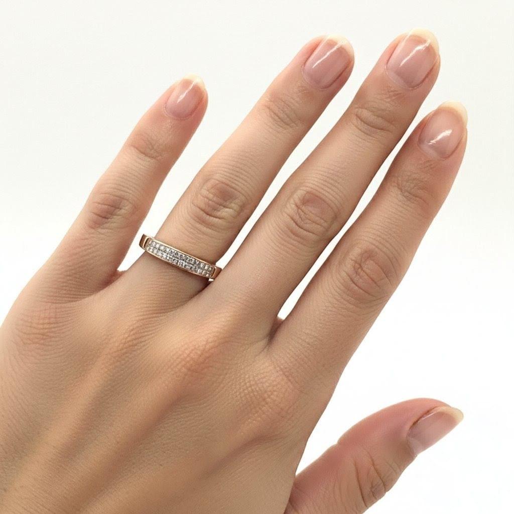 DIAMOND HALF ETERNITY BAND RING INVISIBLE SET TWO ROW 0.90CT ROSE GOLD