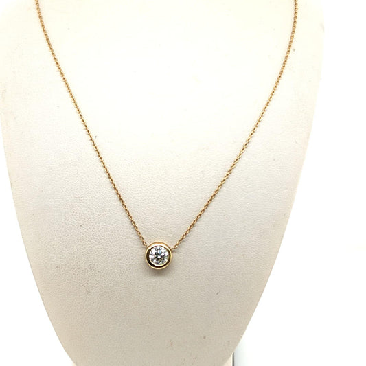 ROBERTO COIN DIAMOND SOLITAIRE 0.60CT PENDANTNECKLACE YELLOW GOLD