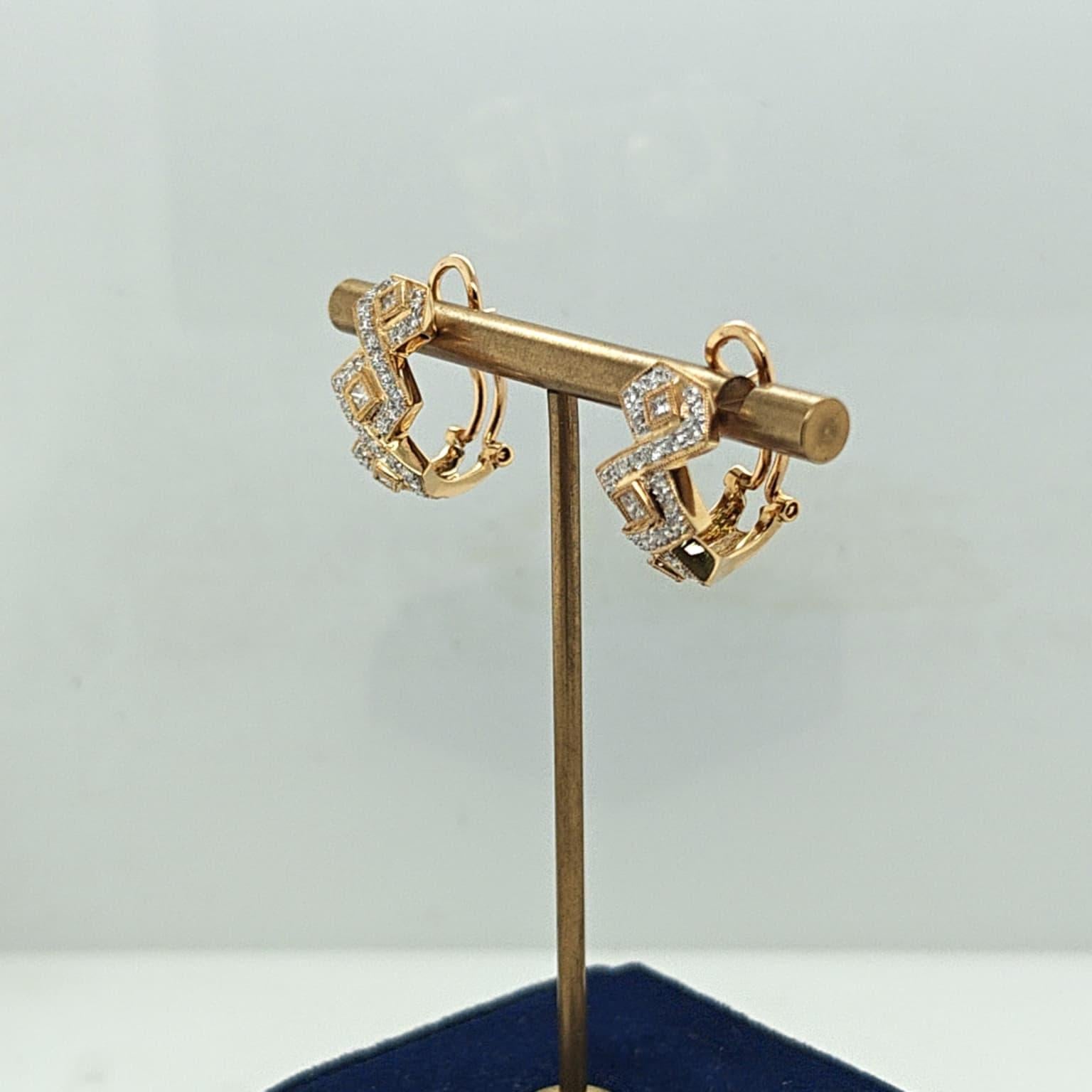 DIAMOND ORNATE HANGING EARRINGS 1.51CTW YELLOW GOLD