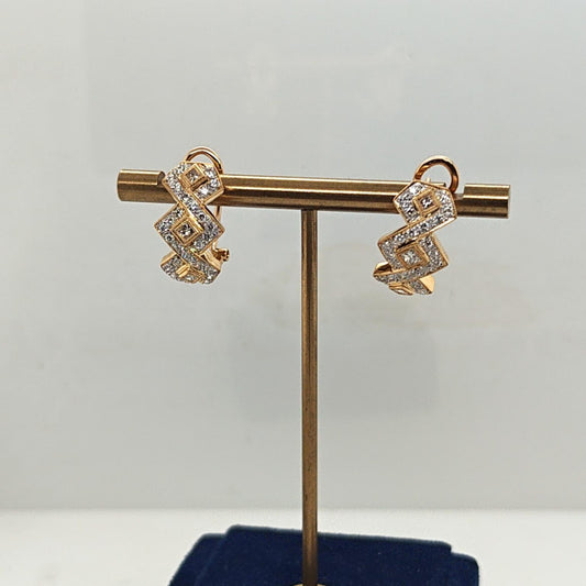 DIAMOND ORNATE HANGING EARRINGS 1.51CTW YELLOW GOLD