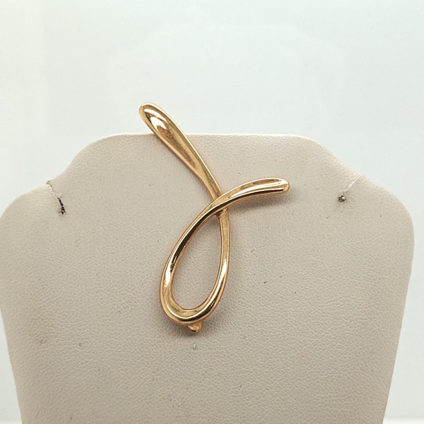 TIFFANY & CO ELSA PERETTI PIN VINTAGE "J" PIN LARGE YELLOW GOLD