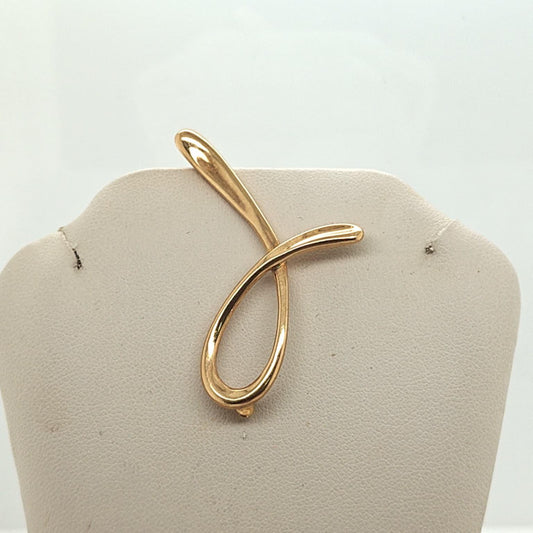 TIFFANY & CO ELSA PERETTI PIN VINTAGE "J" PIN LARGE YELLOW GOLD