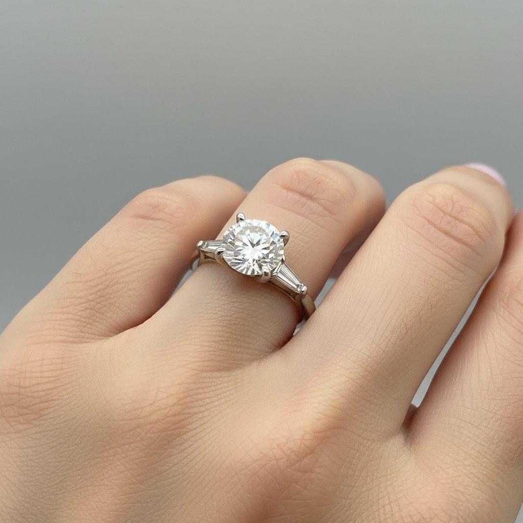 PLATINUM HANDMADE SEMI MOUNT FOR 5CT ROUND DIAMOND 0.42CTW