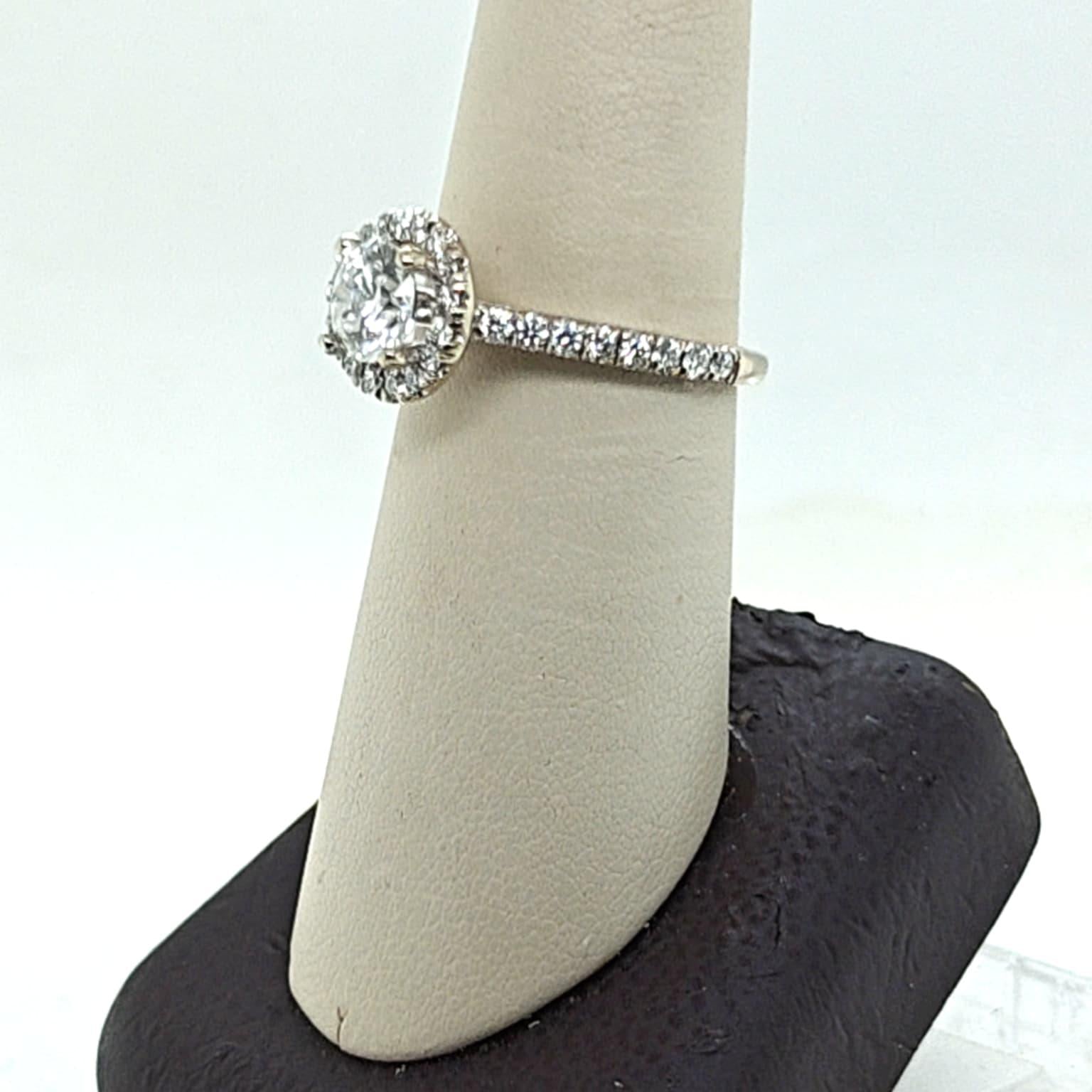 GABRIEL AND CO DIAMOND HALO RING SETTING WITH 1.01CT ROUND CENTER WHITE GOLD