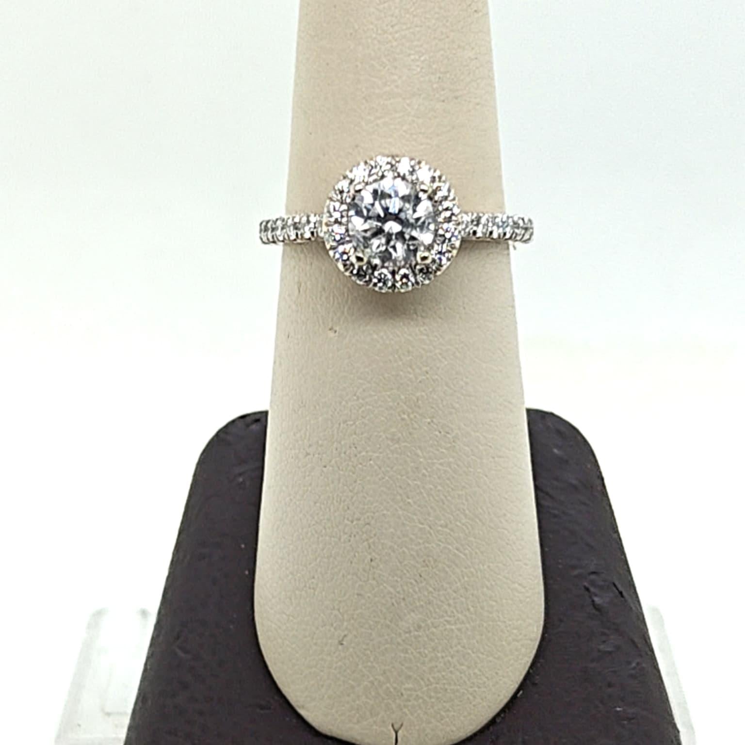 GABRIEL AND CO DIAMOND HALO RING SETTING WITH 1.01CT ROUND CENTER WHITE GOLD