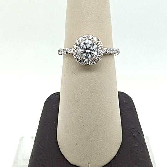 GABRIEL AND CO DIAMOND HALO RING SETTING WITH 1.01CT ROUND CENTER WHITE GOLD
