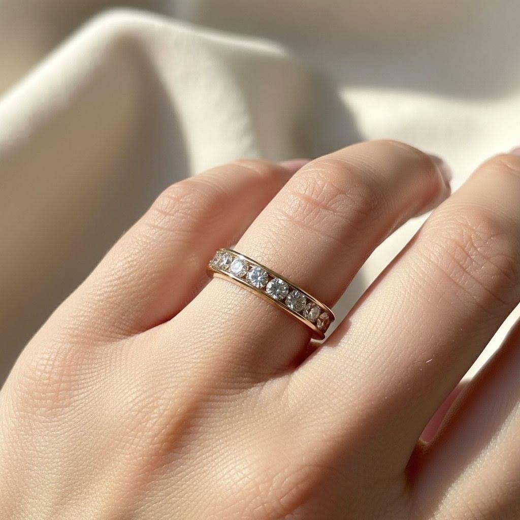 DIAMOND ETERNITY BAND RING 2CT YELLOW GOLD