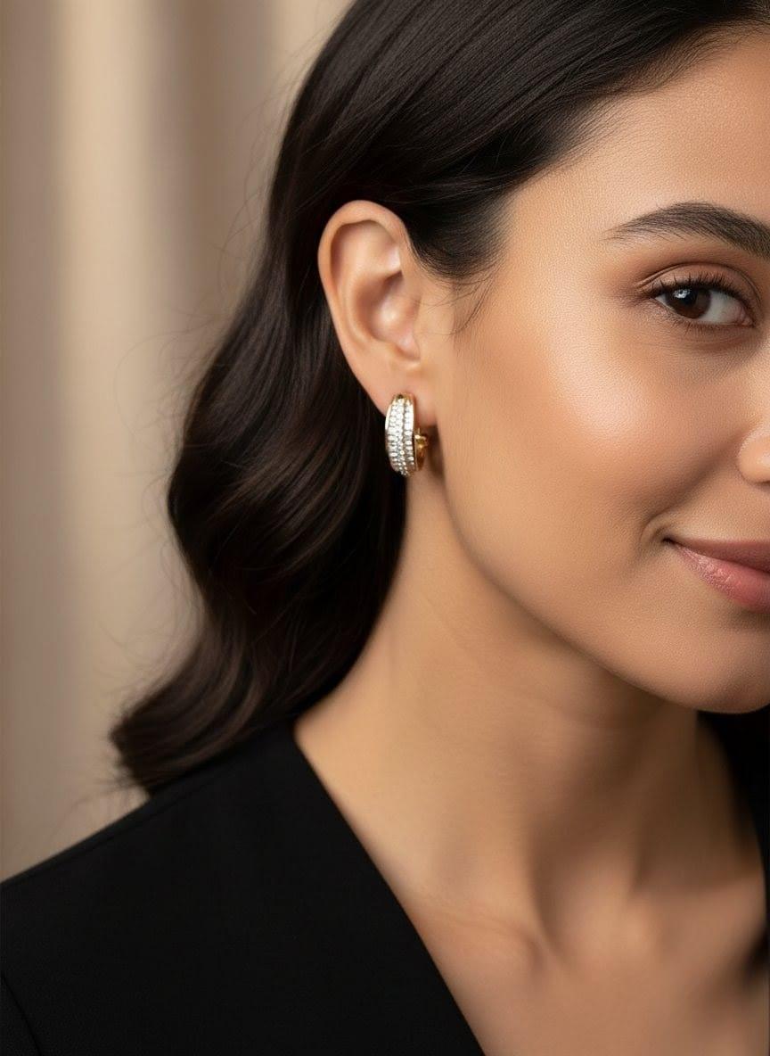 DIAMOND HALF HOOP DANGLE EARRINGS 2.40CTW ROUND AND BAGUETTE YELLOW GOLD