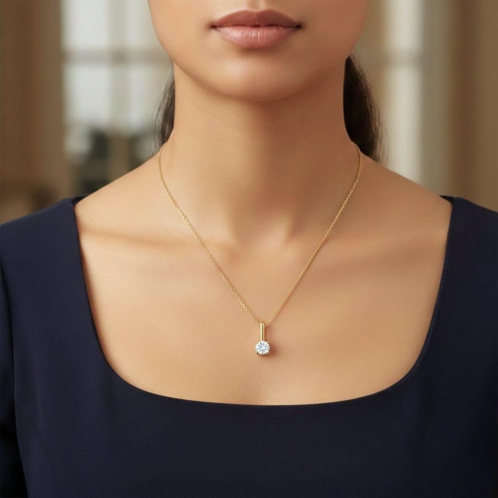 DIAMOND SOLITAIRE 0.82CT PENDANT NECKLACE WITH REMOVABLE JACKET