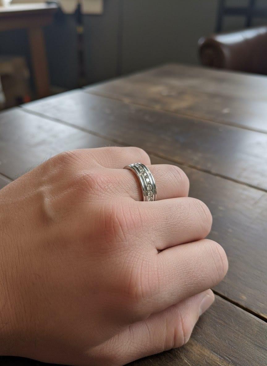 MENS DIAMOND WEDDING BAND 1.05CTW WHITE GOLD