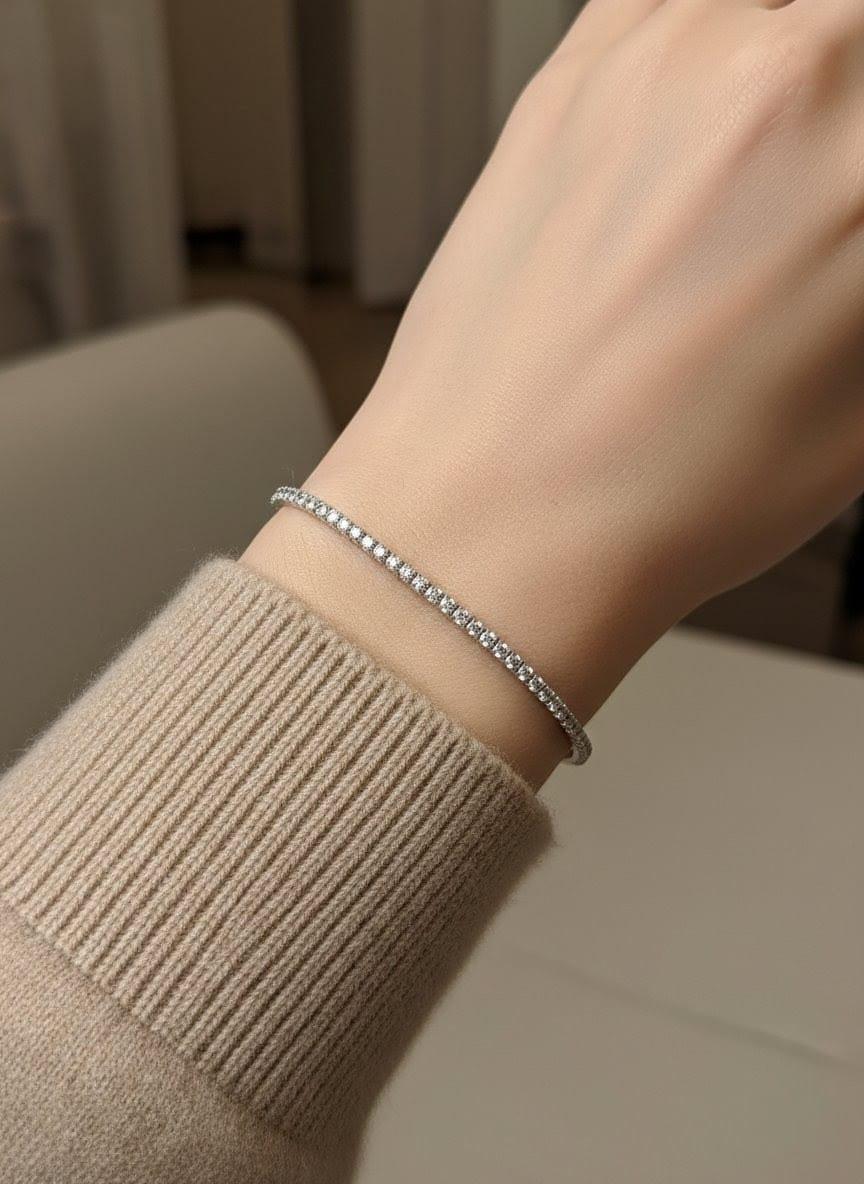 DIAMOND FLEXIBLE BANGLE TENNIS BRACELET 1.25CTW WHITE GOLD
