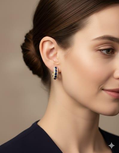 SAPPHIRE AND DIAMOND EARRINGS YELLOW GOLD