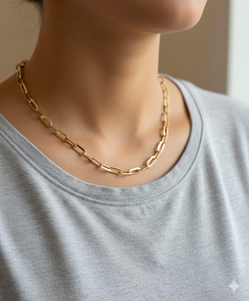 PAPERCLIP NECKLACE YELLOW GOLD