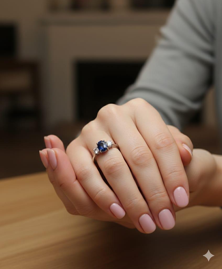 SAPPHIRE AND DIAMOND RING PLATINUM