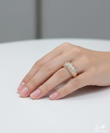 DIAMOND SET GADROON DOME PAVE RING 1.55CTW YELLOW GOLD