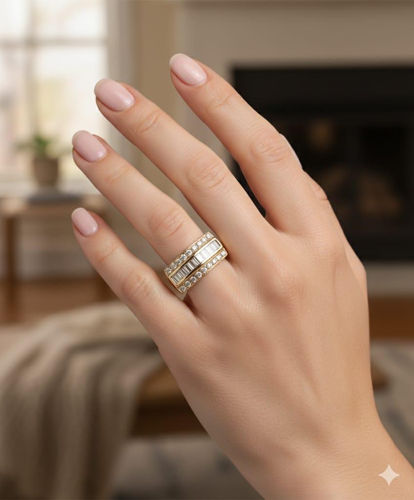 DIAMOND WIDE BAND RING 1.56CTW YELLOW GOLD