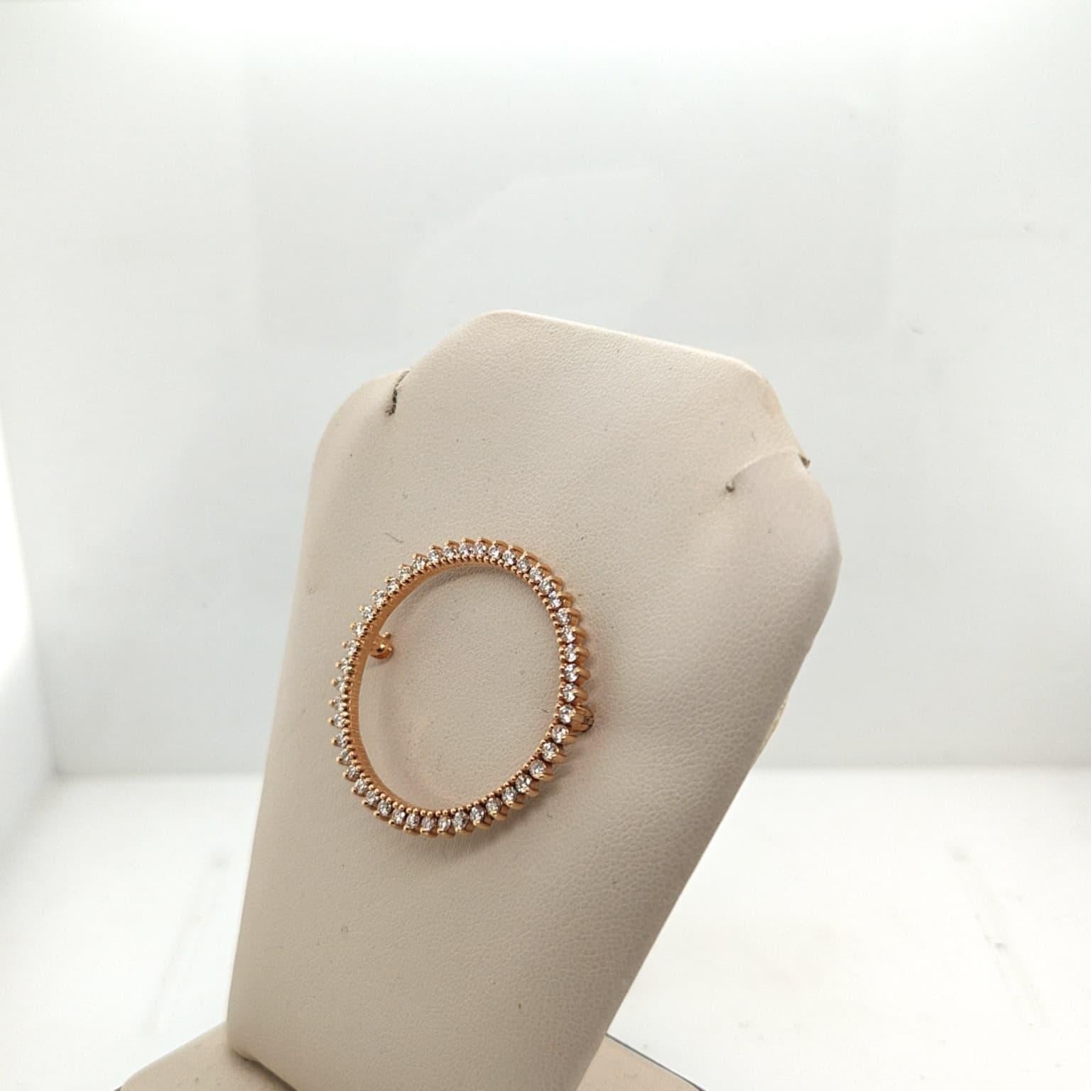 DIAMOND CIRCLE PIN BROOCH 1.35CTW YELLOW GOLD