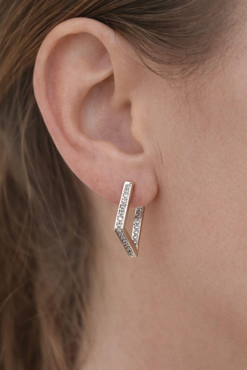 DIAMOND HOOP INSIDE OUT EARRINGS 1.0CTW WHITE GOLD