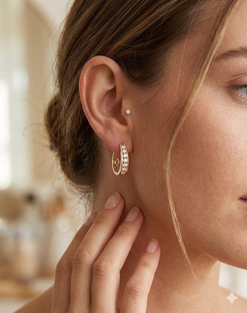 DIAMOND HOOP EARRINGS 1.55CTW YELLOW GOLD