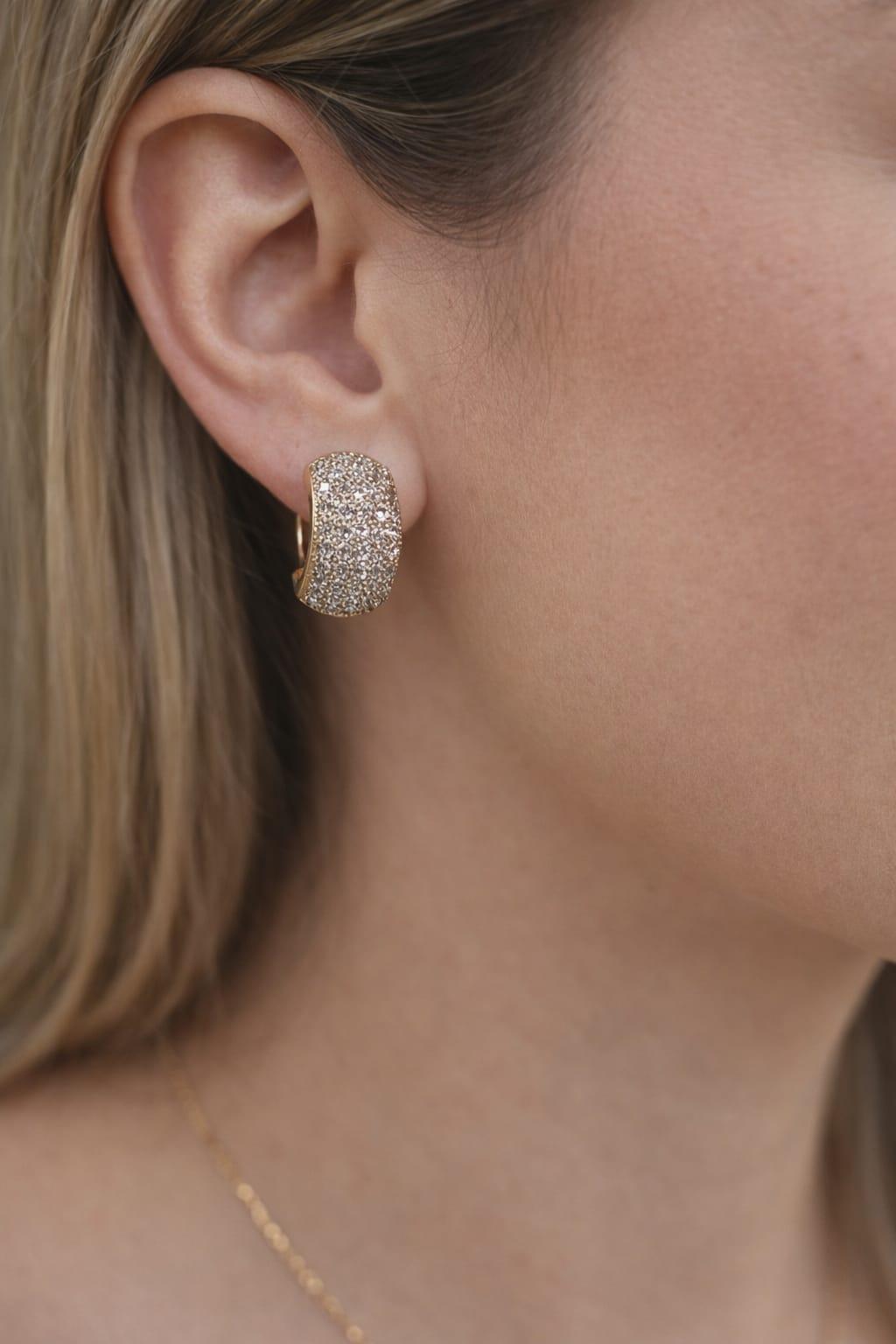 DIAMOND HUGGIE PAVE 2.06CTW CLIP ON EARRINGS YELLOW GOLD