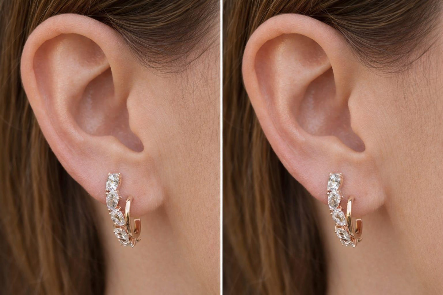 DIAMOND PEAR SHAPE HOOP EARRINGS 3.60CTW YELLOW GOLD