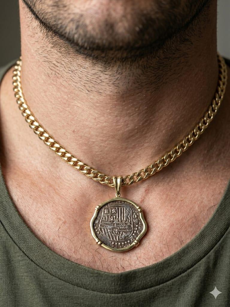 PIECE OF EIGHT PENDANT REPRODUCTION YELLOW GOLD
