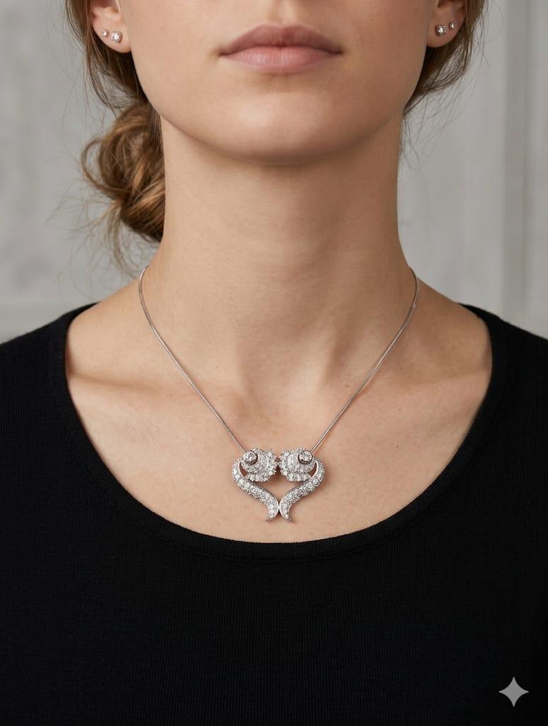 DIAMOND CUSTOM HEART PENDANT NECKLACE 2.35CTW PLATINUM
