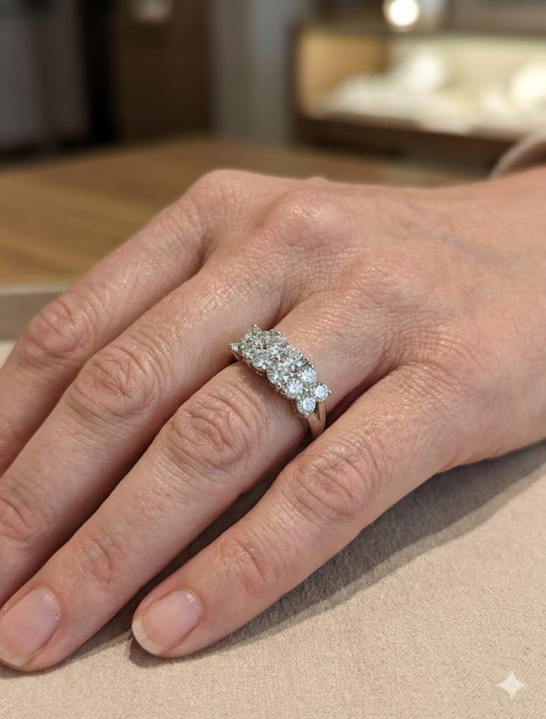 DIAMOND TWO ROW HONEYCOMB BAND RING 2.08CTW PLATINUM