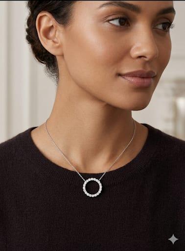 DIAMOND CIRCLE PENDANT NECKLACE 1.75CTW WHITE GOLD