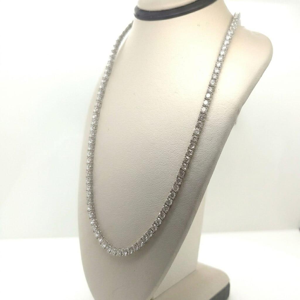 LAB DIAMOND TENNIS NECKLACE 11.9CTW WHITE GOLD