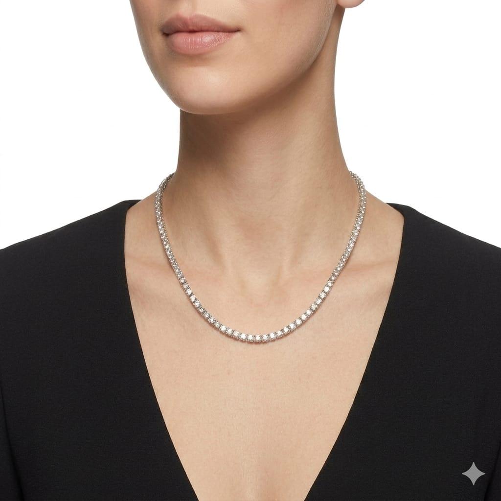 LAB DIAMOND TENNIS NECKLACE 11.9CTW WHITE GOLD