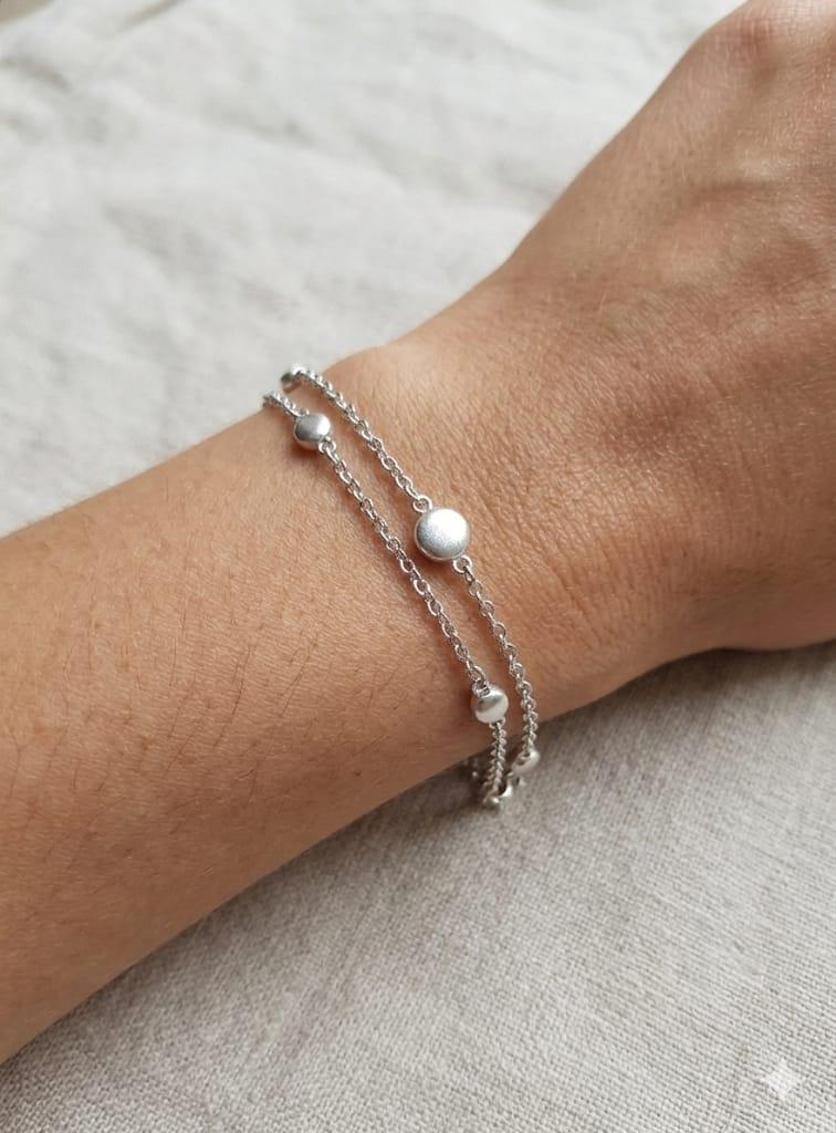 LADIES PLATINUM DOUBLE CHAIN BRACELET
