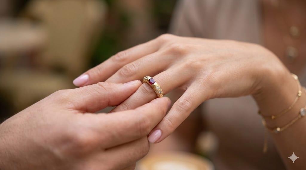 RUBY AND DIAMOND RING YELLOW GOLD