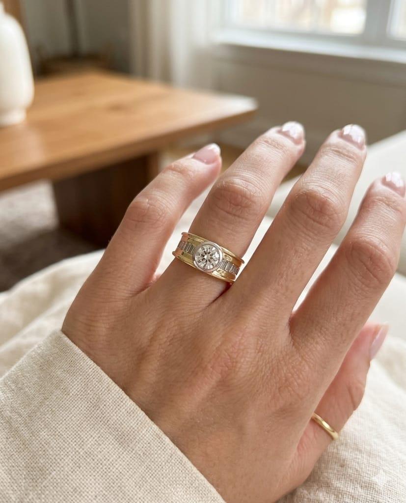 DIAMOND BEZEL SET RING 1.64CTW YELLOW GOLD