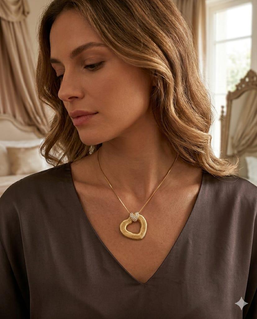GOLD AND DIAMOND HEART PENDANT NECKLACE YELLOW GOLD