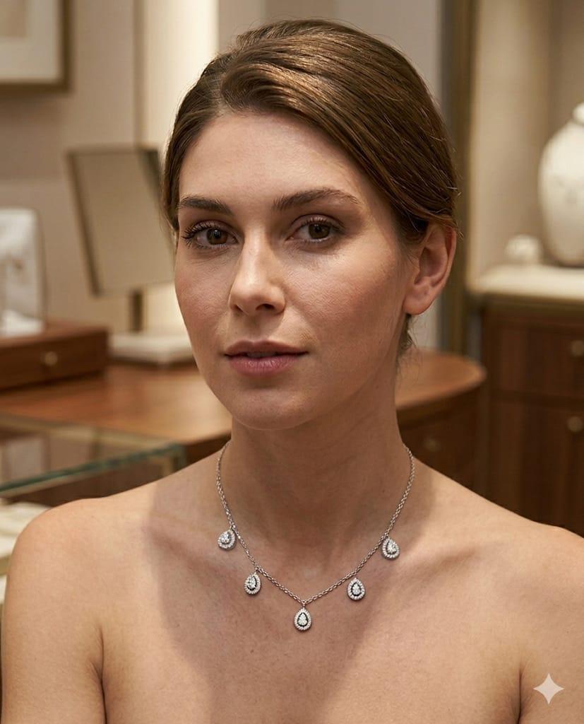 DIAMOND PEAR SHAPE DANGLE NECKLACE 2.45CTW WHITE GOLD