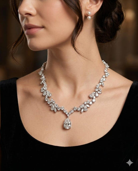 CUSTOM DIAMOND NECKLACE 16.52CTW REMOVABLE DROP PEAR DIAMOND PLATINUM AND GOLD