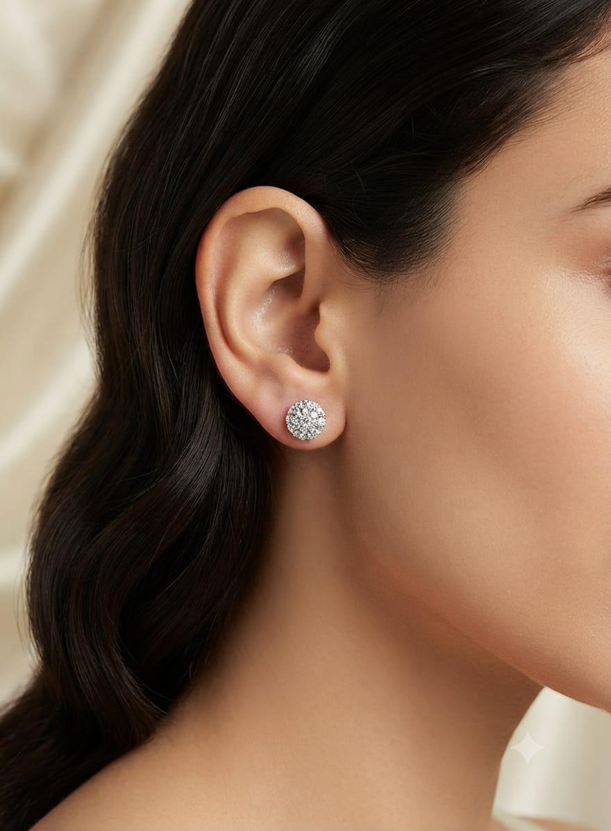 DIAMOND CLUSTER EARRINGS 1.60CTW WHITE GOLD