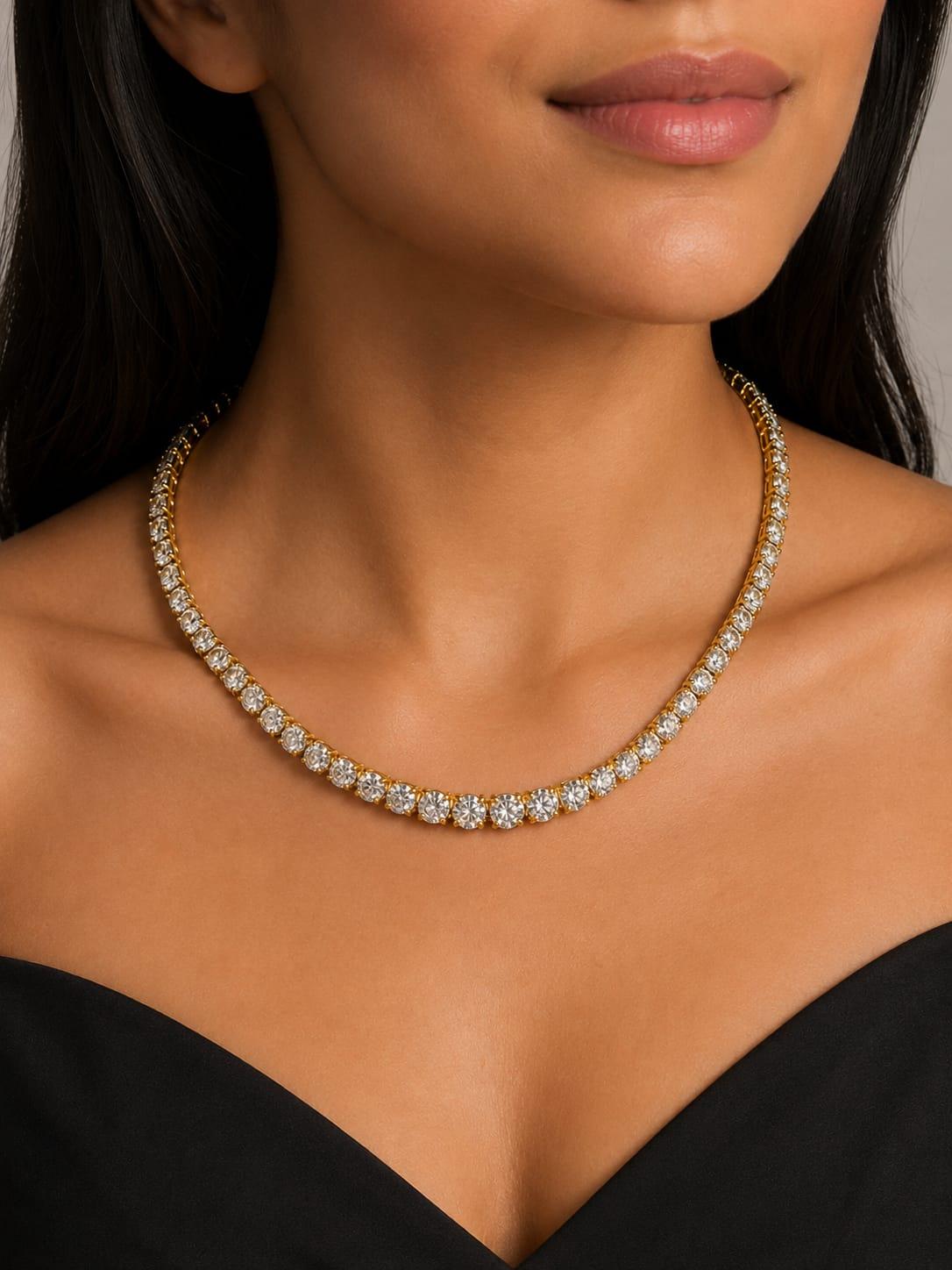 DIAMOND GRADUATED TENNIS NECKLACE 15.10CTW YELLOW GOLD