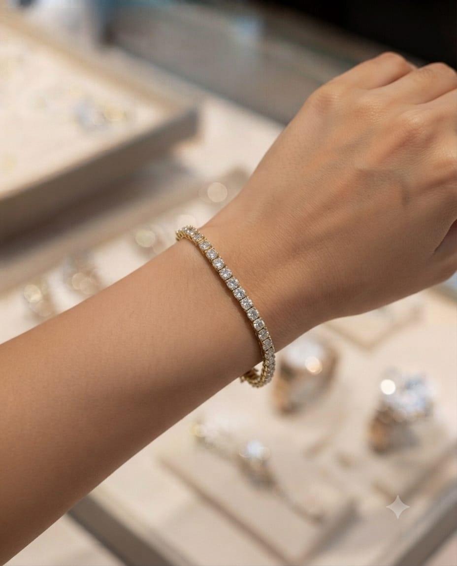 DIAMOND TENNIS BRACELET 5.07CT YELLOW GOLD
