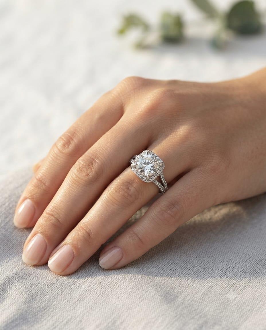 DIAMOND ENGAGEMENT RING 3.01CT ROUND WHITE GOLD