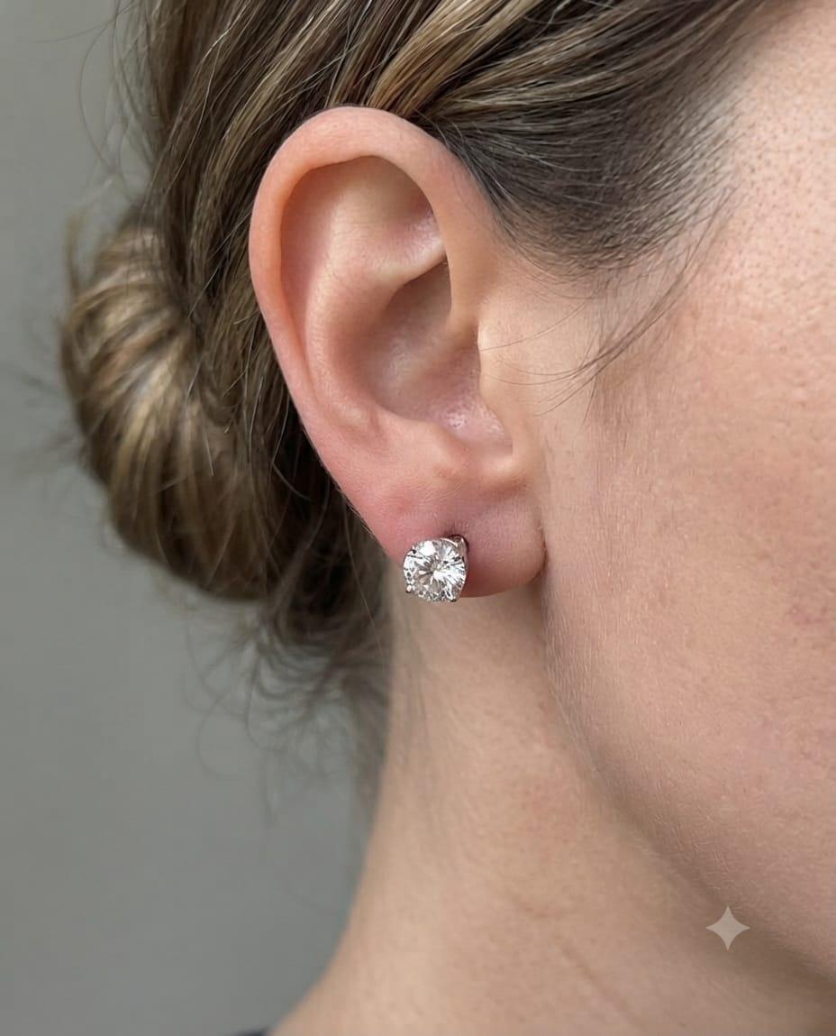 DIAMOND STUD EARRINGS 2.75CTW WHITE GOLD