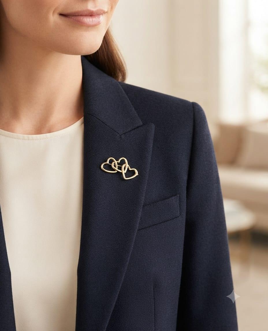 TIFFANY & CO TRIPLE HEARTS PIN BROOCH YELLOW GOLD
